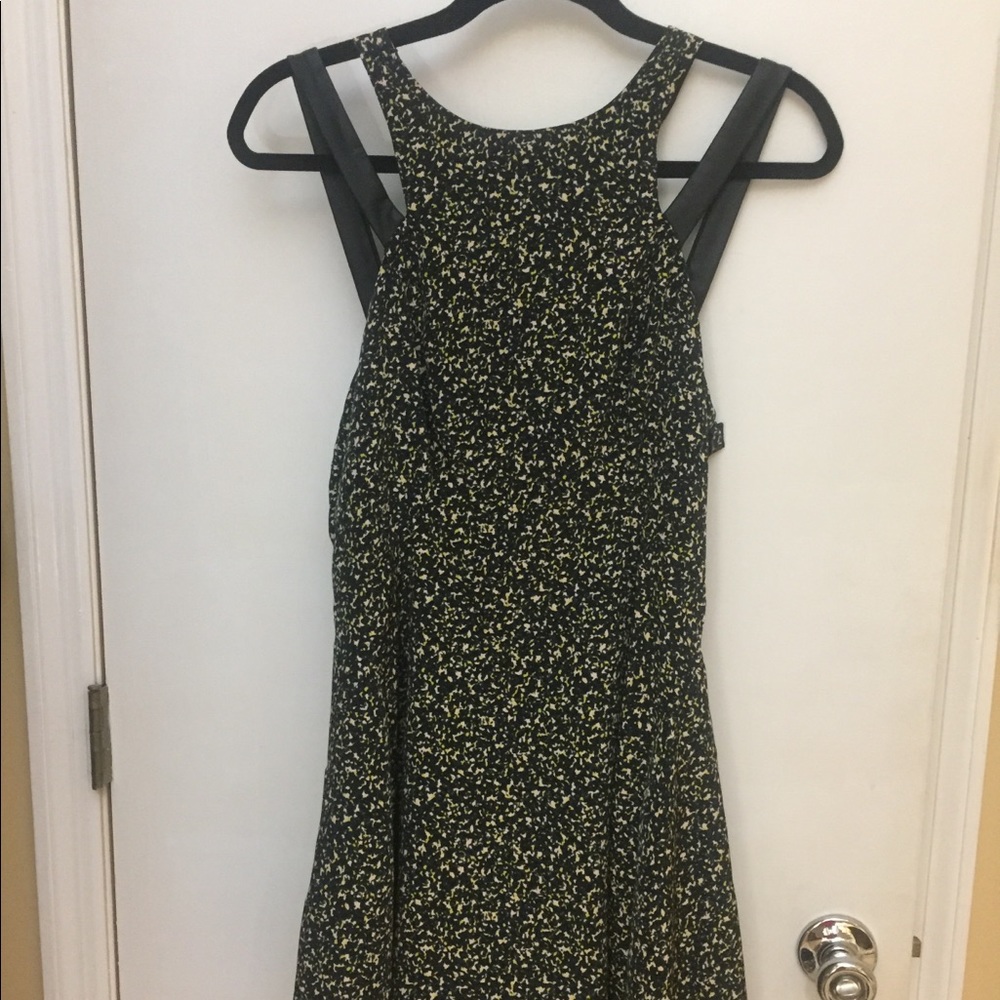 BCBG Flare mini dress with leather detail